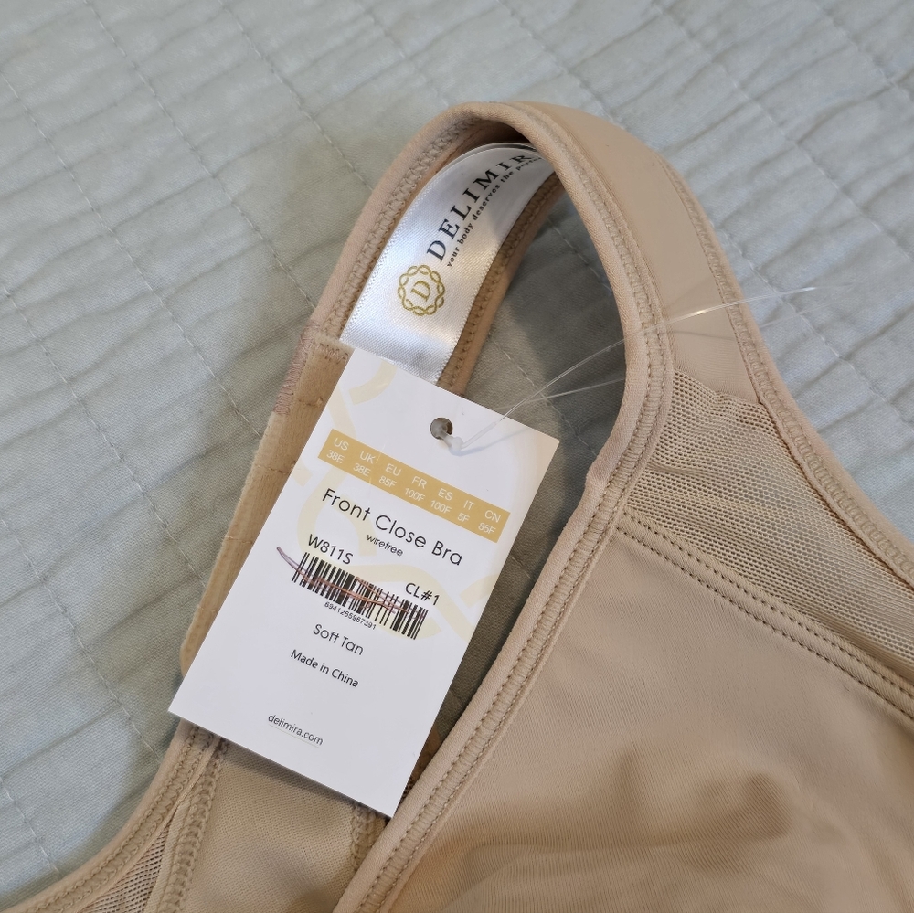 DELIMIRA Women's Front Closure Bra Full Coverage WF Back Support Posture 38E NWT - Picture 8 of 8
